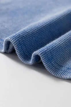 Best Dear-Lover Mineral Wash Ribbed Notch Neck Tank Top Sky Blue