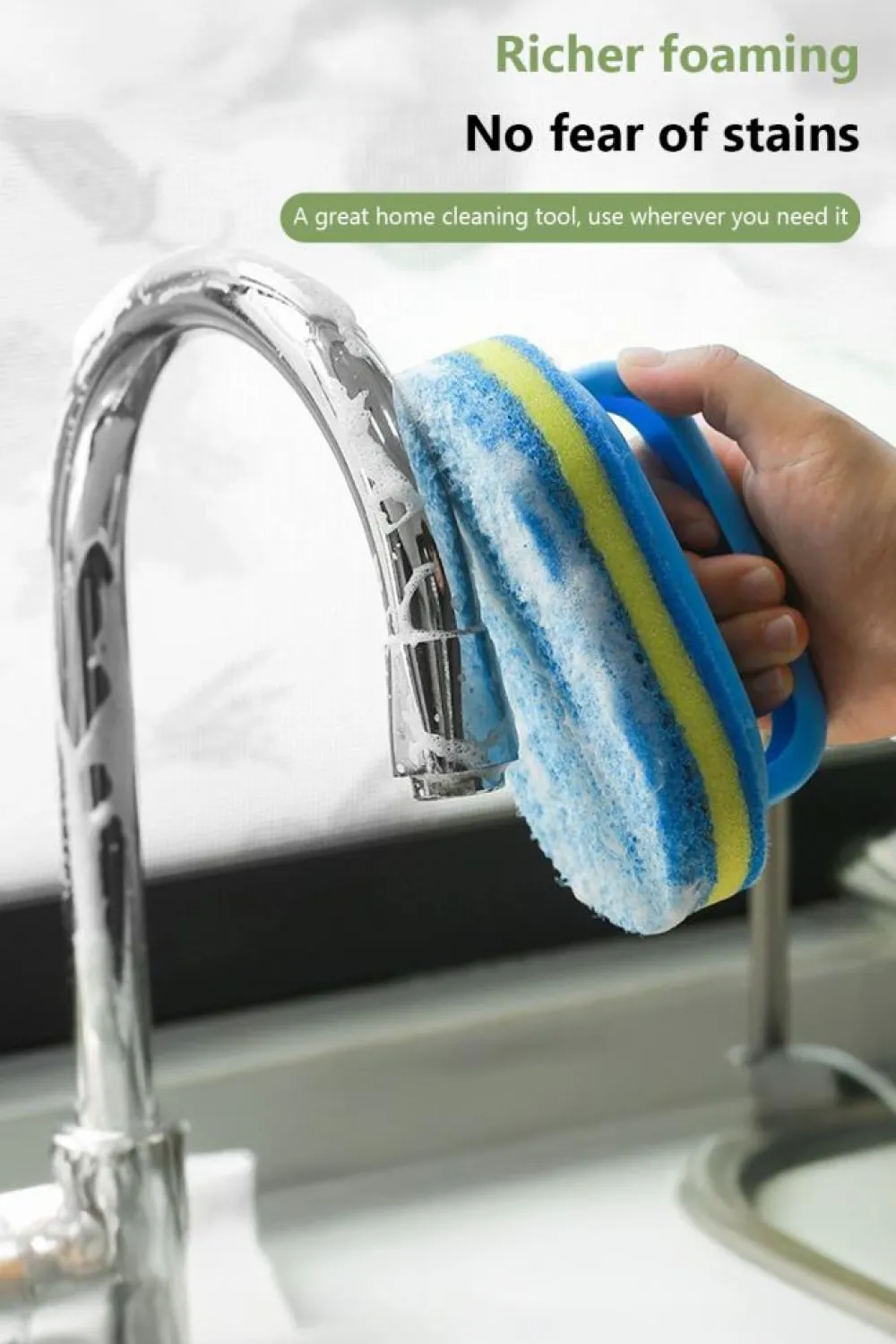 Outlet Dear-Lover Multifunctional Sponge Clean Brush with Handle Sky Blue