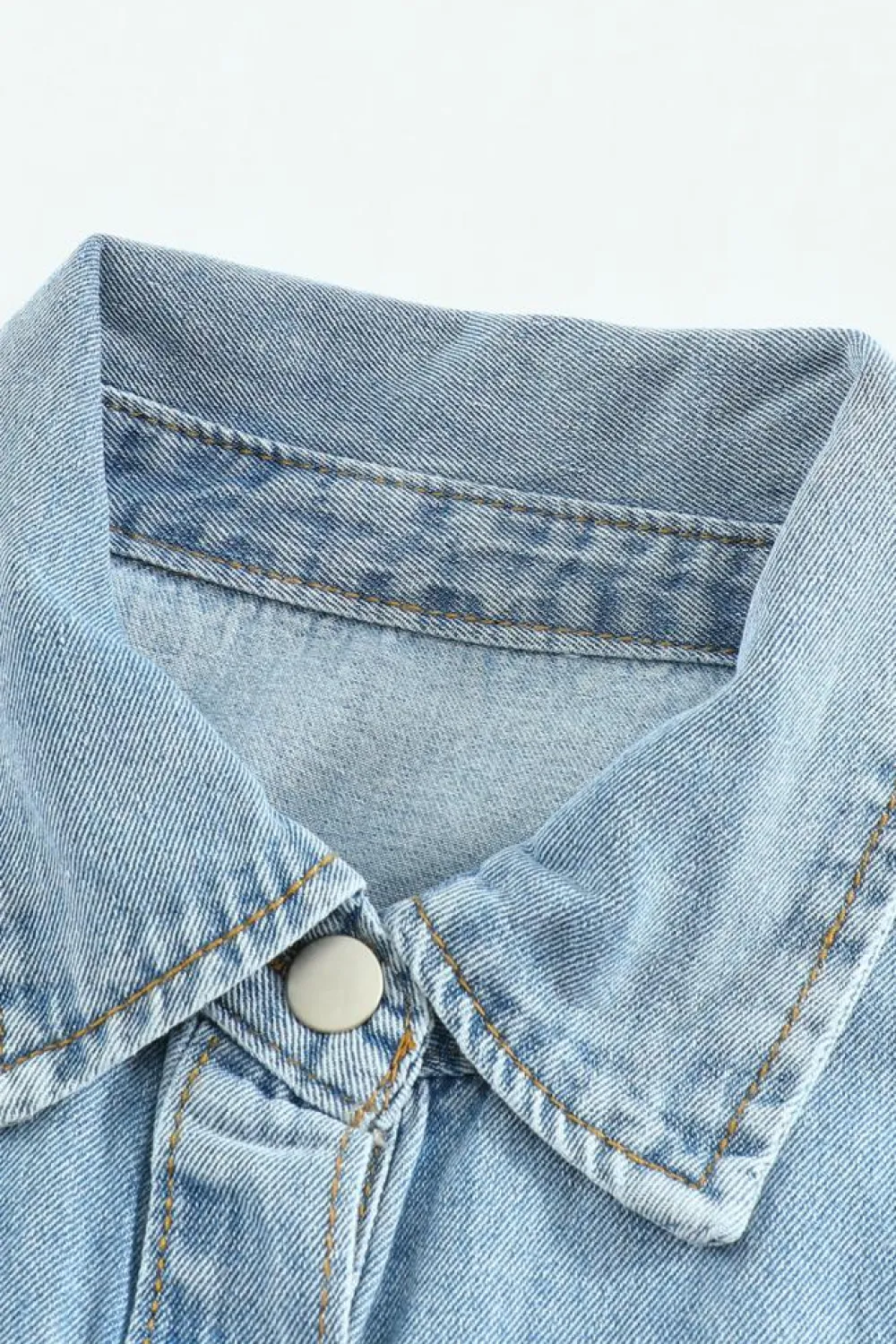 Outlet Dear-Lover Pocket Raw Hem Buttoned Denim Jacket Sky Blue