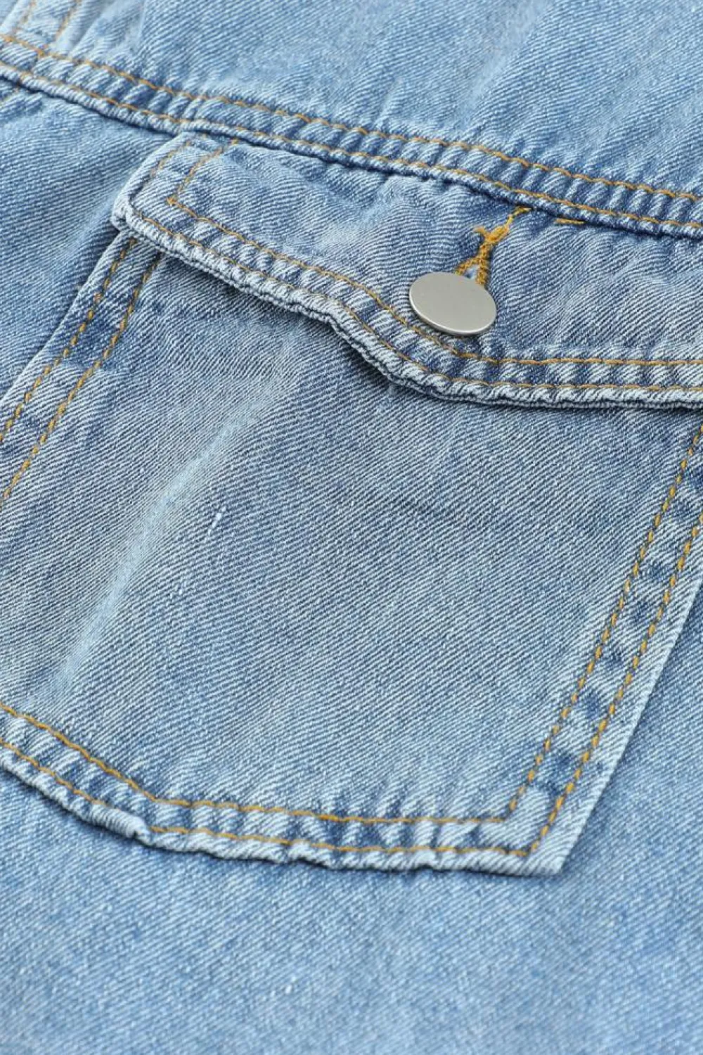 Outlet Dear-Lover Pocket Raw Hem Buttoned Denim Jacket Sky Blue