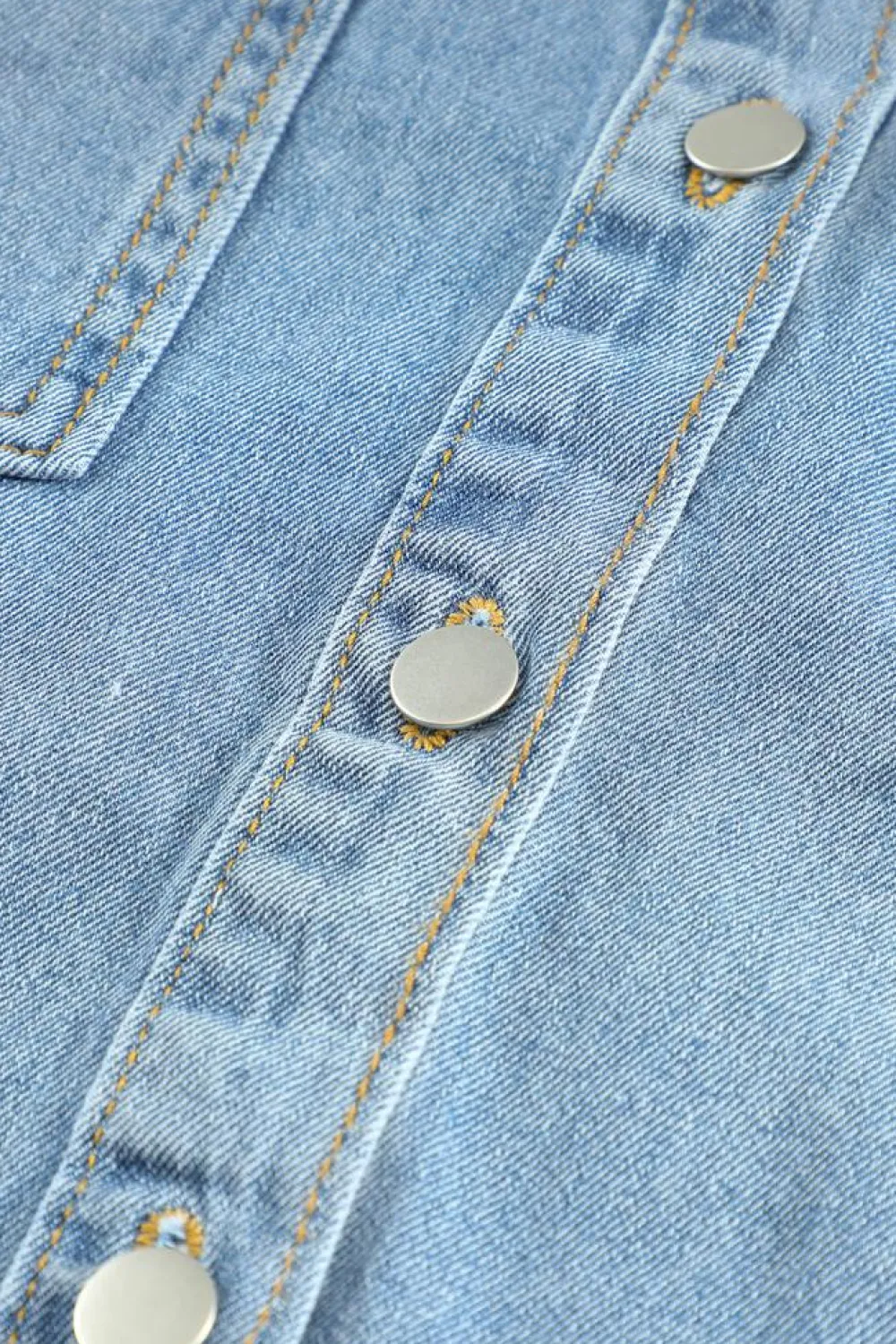 Outlet Dear-Lover Pocket Raw Hem Buttoned Denim Jacket Sky Blue