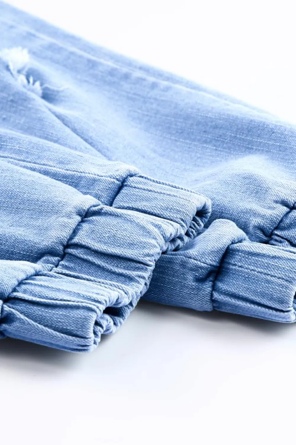 Hot Dear-Lover Pocketed Distressed Denim Joggers Sky Blue
