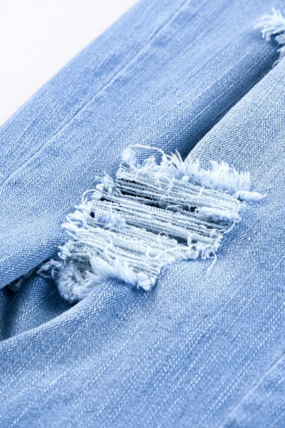 Hot Dear-Lover Pocketed Distressed Denim Joggers Sky Blue
