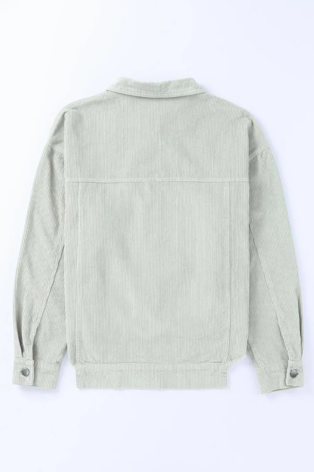 Clearance Dear-Lover Raw Hem Flap Pockets Cropped Corduroy Jacket Sky Blue