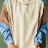 Best Dear-Lover Ribbed Detail Color Block Sleeve Baggy Sweatshirt Sky Blue