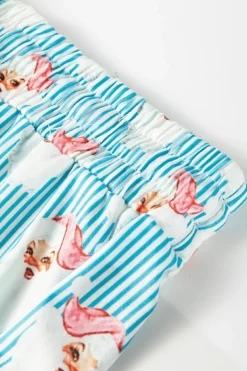 Hot Dear-Lover Santa Claus Striped Print Loose Fit Two Piece Lounge Set Sky Blue
