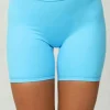 Hot Dear-Lover Solid Ruched Butt Lifting High Waist Sports Shorts Sky Blue