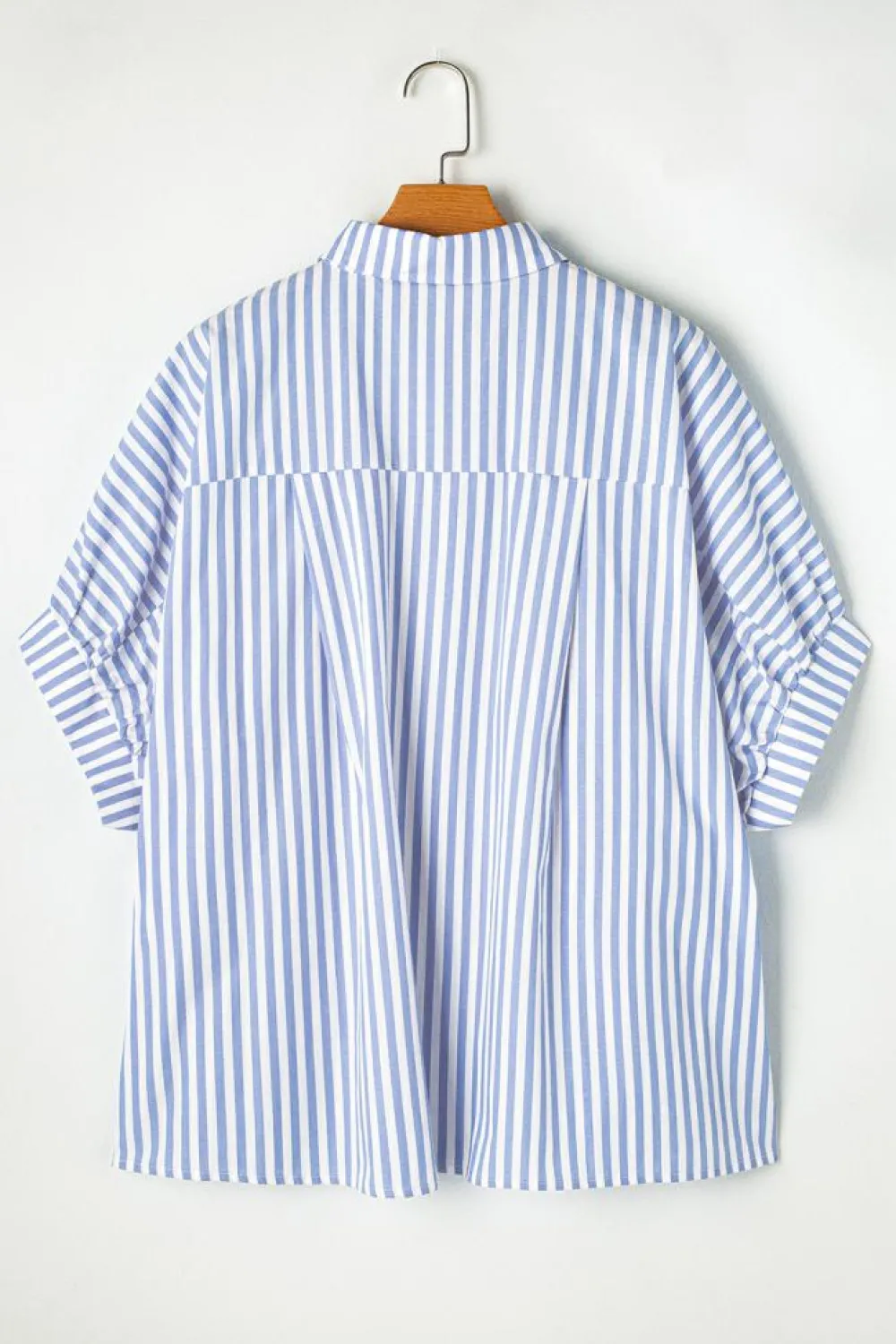 Best Dear-Lover Dolman Sleeve Oversize Shirt Sky Blue Stripe