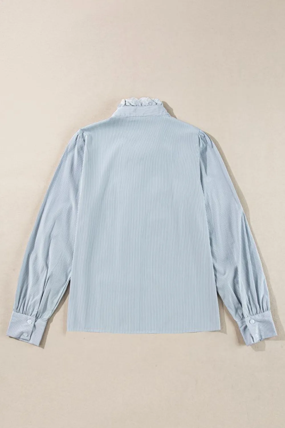 Outlet Dear-Lover Frilled Trim Button Up Long Sleeve Shirt Sky Blue Stripe