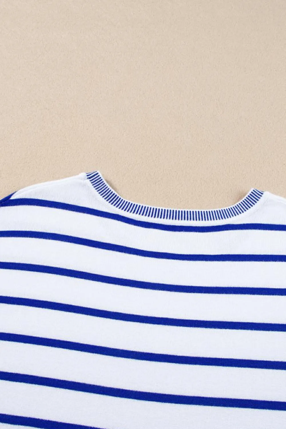 Online Dear-Lover Knitted Bat Sleeve T Shirt Sky Blue Stripe
