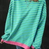 Discount Dear-Lover Oversized Contrast Trim Pullover Sweatshirt Sky Blue Stripe