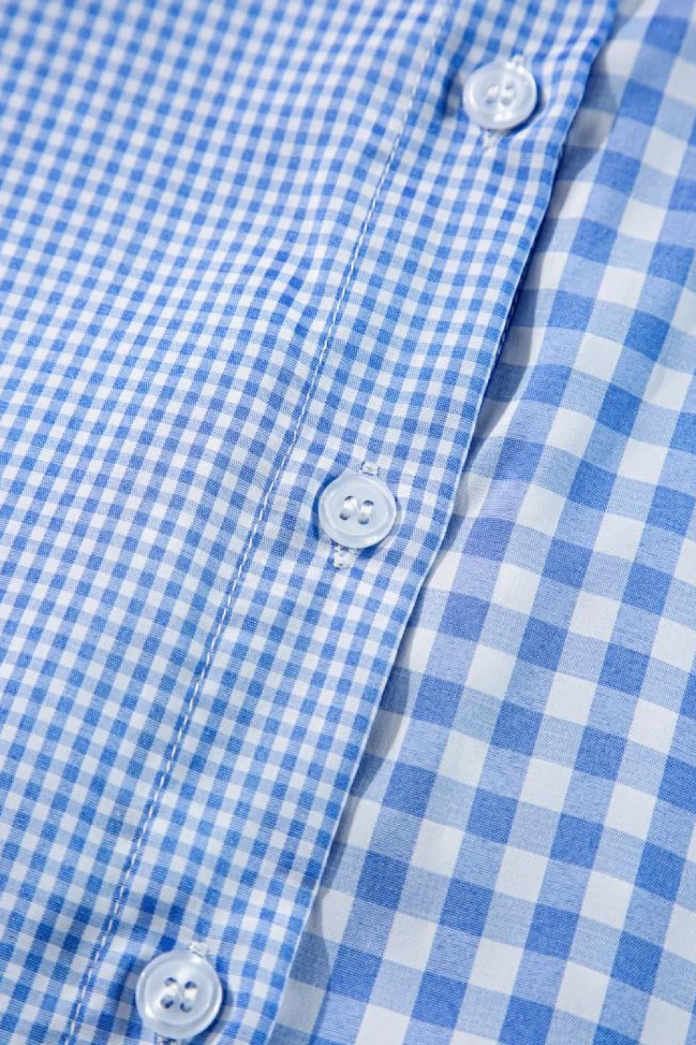 Outlet Dear-Lover Plaid Patchwork Button up Long Sleeve Shirt Sky Blue Stripe