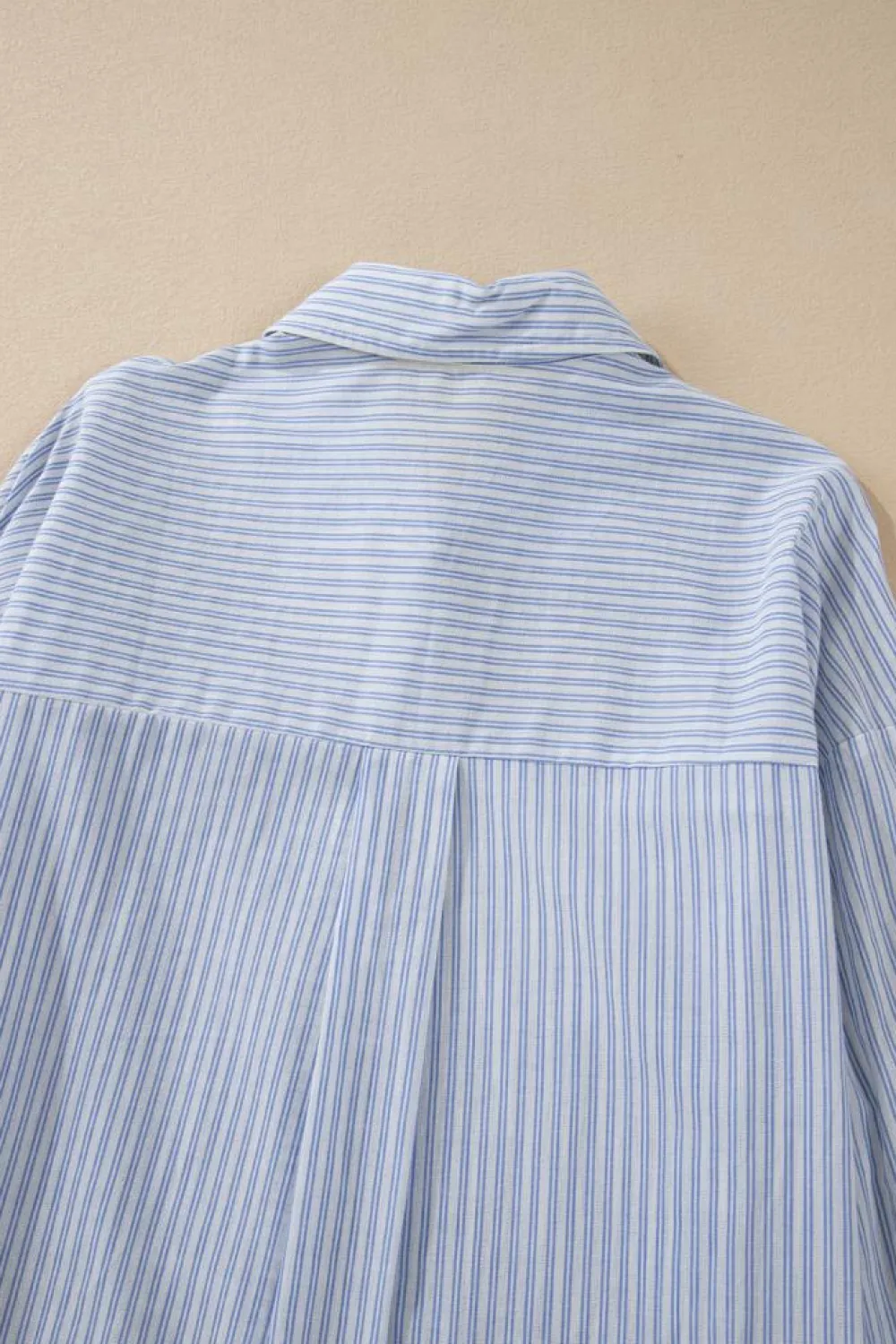 Hot Dear-Lover Striped Buttoned up Long Sleeve Shirt Sky Blue Stripe