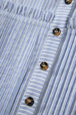 Hot Dear-Lover Striped Buttoned up Long Sleeve Shirt Sky Blue Stripe
