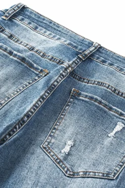 Fashion Dear-Lover Valentines Day Heart Patchwork Jeans Sky Blue