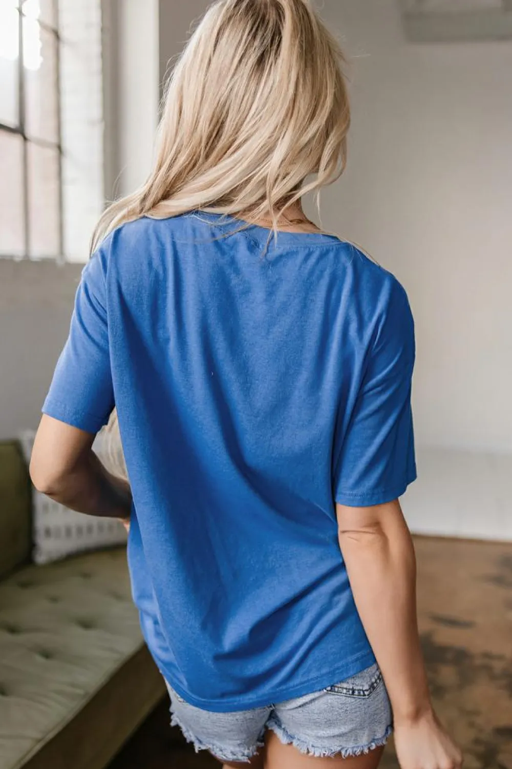 Online Dear-Lover Vintage MOTHERHOOD Letter Graphic T Shirt Sky Blue