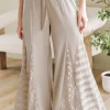 New Dear-Lover Boho Lace Patchwork Wide Leg High Waist Pants Smoke Gray