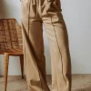 Online Dear-Lover Exposed Seam Drawstring High Waist Wide Leg Pants Smoke Gray