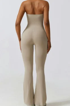 Hot Dear-Lover Halter Flared Yoga Jumpsuit Smoke Gray
