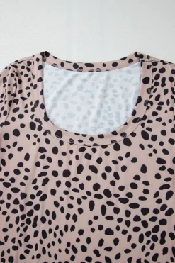 Online Dear-Lover Leopard Print Long Sleeve Scoop Neck Slim Fit Bodysuit Smoke Gray