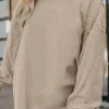 Sale Dear-Lover Ribbed Corduroy Oversized Sweatshirt Smoke Gray