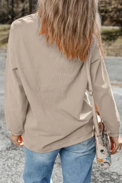 Sale Dear-Lover Ribbed Corduroy Oversized Sweatshirt Smoke Gray