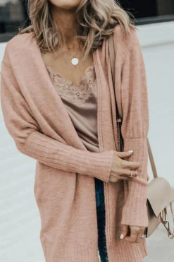 Best Dear-Lover Ribbed Trim Puff Sleeve Open Cardigan Smoke Gray