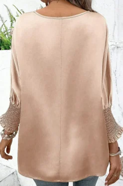 Hot Dear-Lover Shirred Dolman Sleeve Satin Blouse Smoke Gray