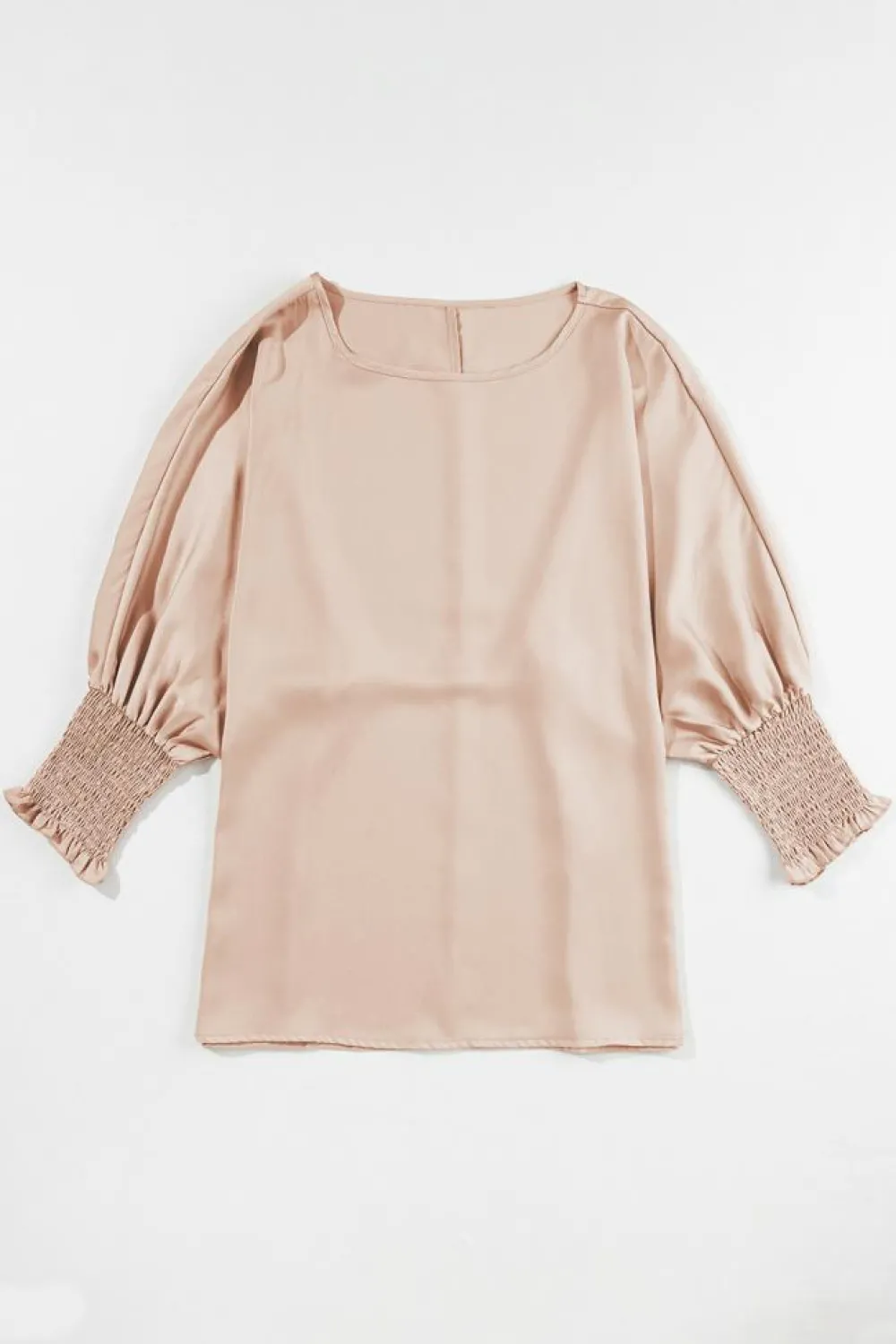 Hot Dear-Lover Shirred Dolman Sleeve Satin Blouse Smoke Gray