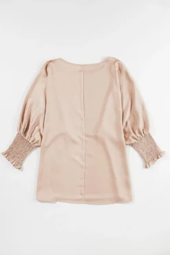 Hot Dear-Lover Shirred Dolman Sleeve Satin Blouse Smoke Gray