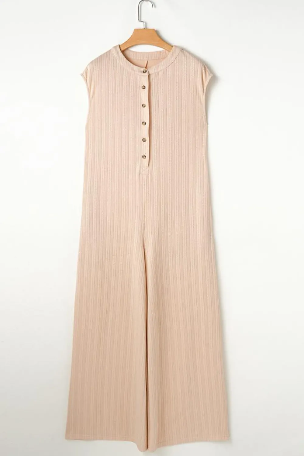 Discount Dear-Lover Textured Buttoned Wide Leg Sleeveless Jumpsuit Smoke Gray