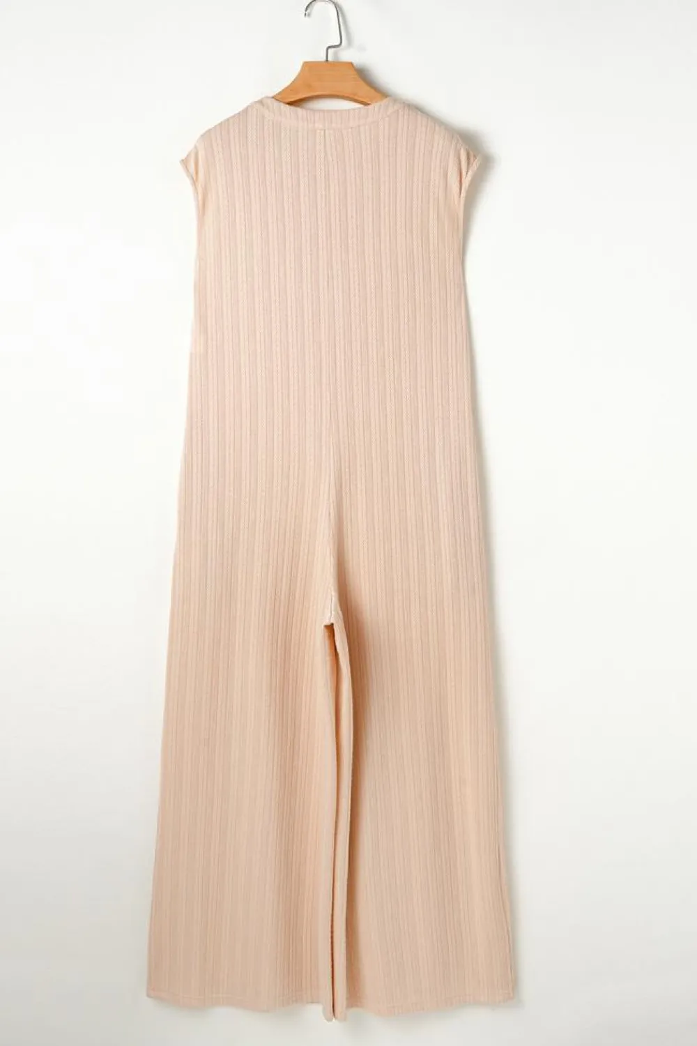 Discount Dear-Lover Textured Buttoned Wide Leg Sleeveless Jumpsuit Smoke Gray