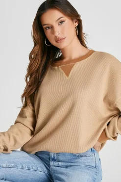 Discount Dear-Lover Thermal Pullover Loose Sweatshirt Smoke Gray