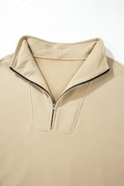 New Dear-Lover Zip-up Stand Neck Kangaroo Pocket Sweatshirt Smoke Gray