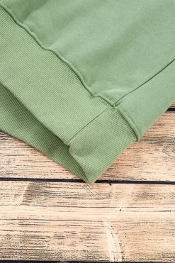 Fashion Dear-Lover Plain Drop Shoulder Crewneck Pullover Sweatshirt Smoke Green
