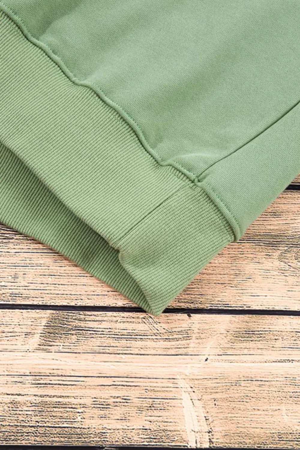 Fashion Dear-Lover Plain Drop Shoulder Crewneck Pullover Sweatshirt Smoke Green