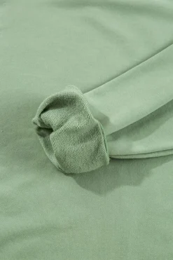 Fashion Dear-Lover Plain Drop Shoulder Crewneck Pullover Sweatshirt Smoke Green