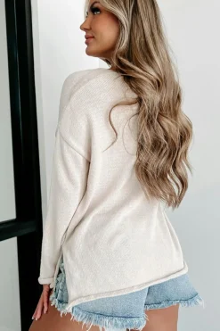 Clearance Dear-Lover Snow Champagne Please Graphic Sweater White