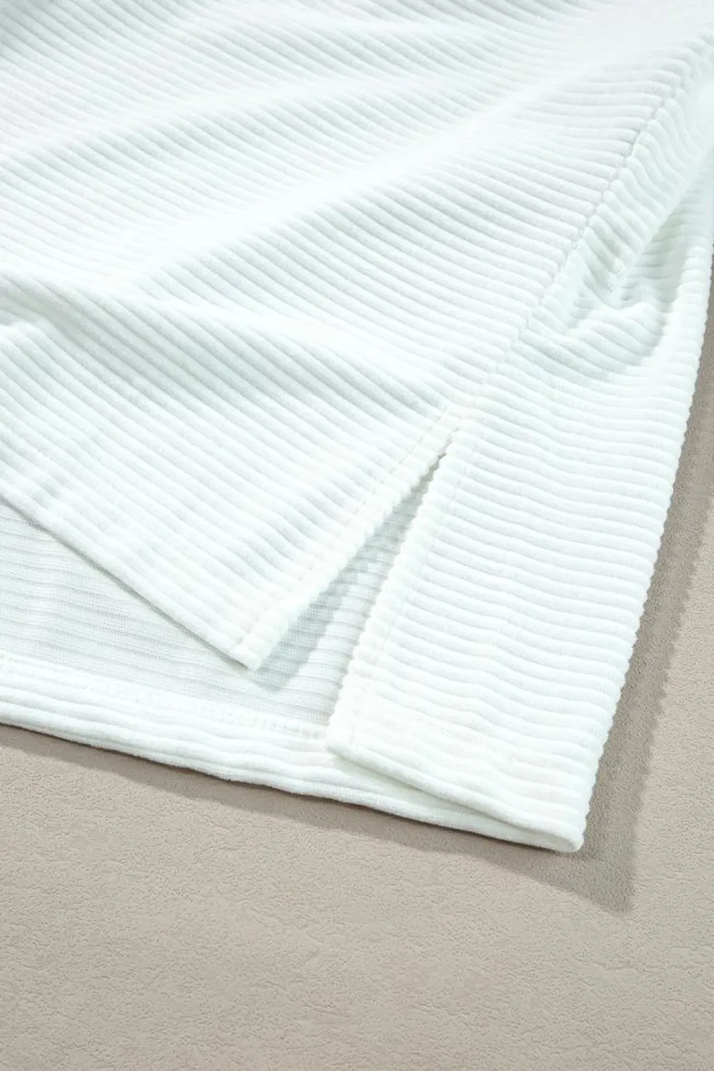 Discount Dear-Lover Snow Ribbed High Neck Drop Shoulder Loose Top White