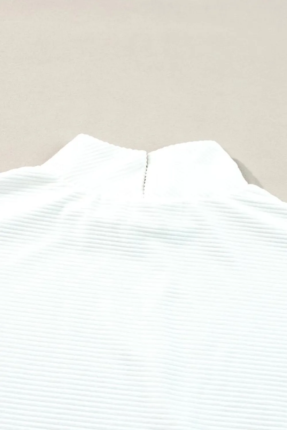 Discount Dear-Lover Snow Ribbed High Neck Drop Shoulder Loose Top White