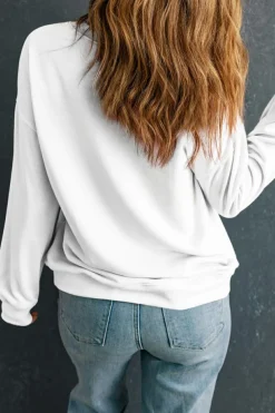 Online Dear-Lover Solid Classic Crewneck Pullover Sweatshirt Beige