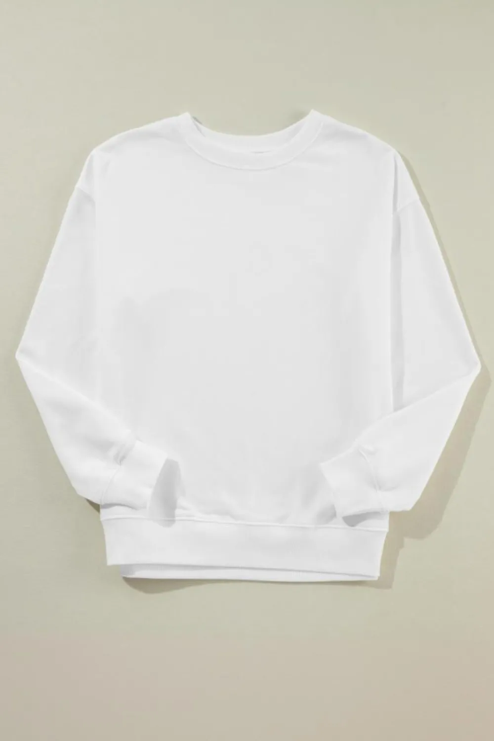 Online Dear-Lover Solid Classic Crewneck Pullover Sweatshirt Beige