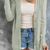 Hot Dear-Lover Solid Color Open-Front Buttons Cardigan Gray