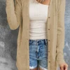 Outlet Dear-Lover Solid Color Open-Front Buttons Cardigan Brown