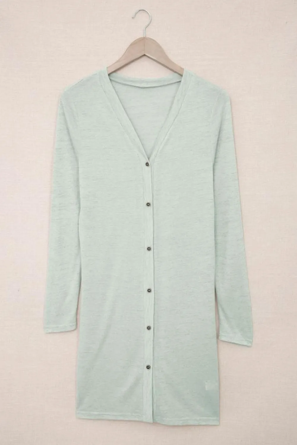 Hot Dear-Lover Solid Color Open-Front Buttons Cardigan Gray