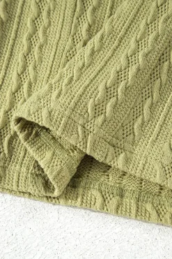 New Dear-Lover Textured Knit Slim Fit Notch V Neck T Shirt Spinach Green