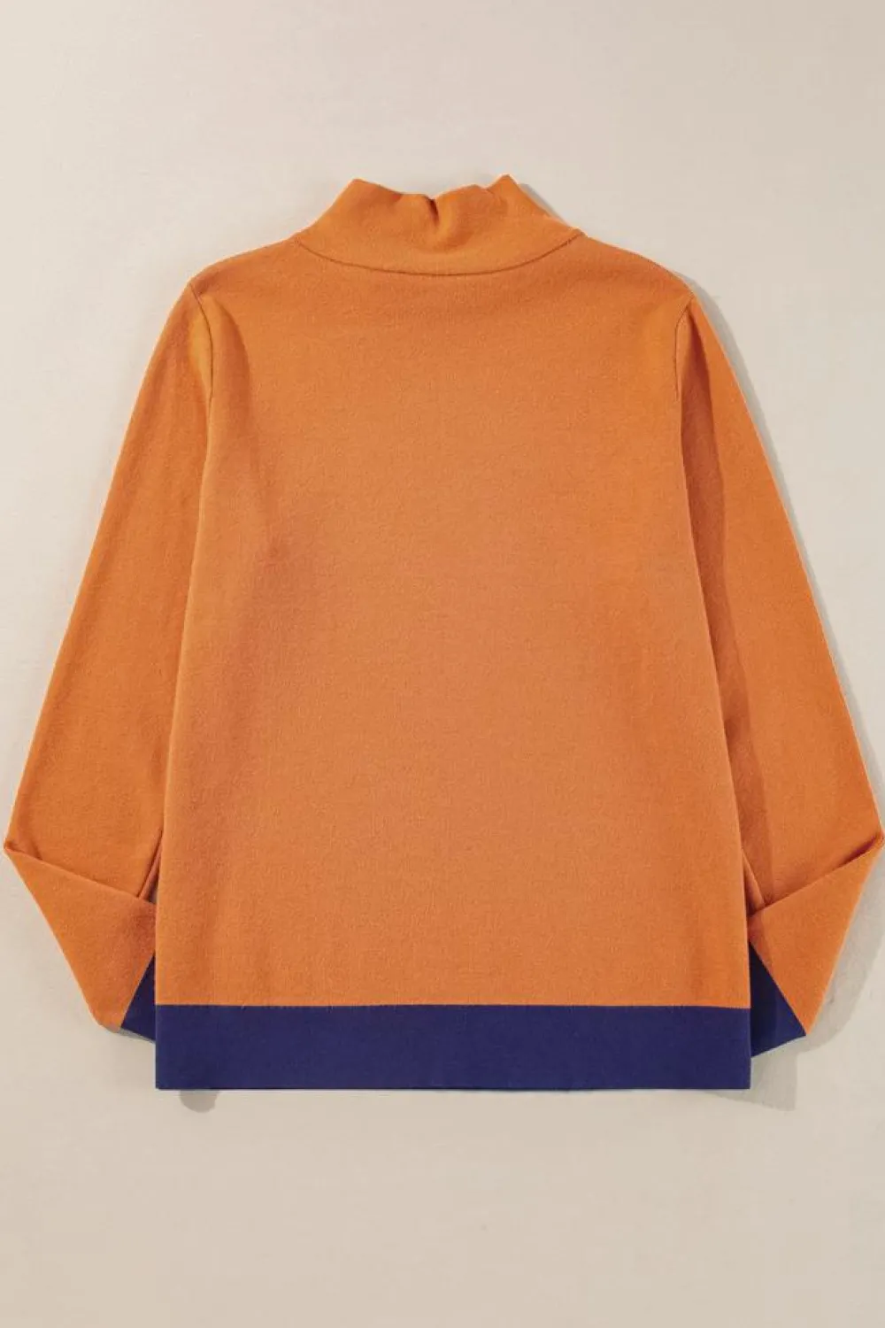 Sale Dear-Lover Color Contrast Edge Mock Neck Slim Fit Sweater Straw Yellow