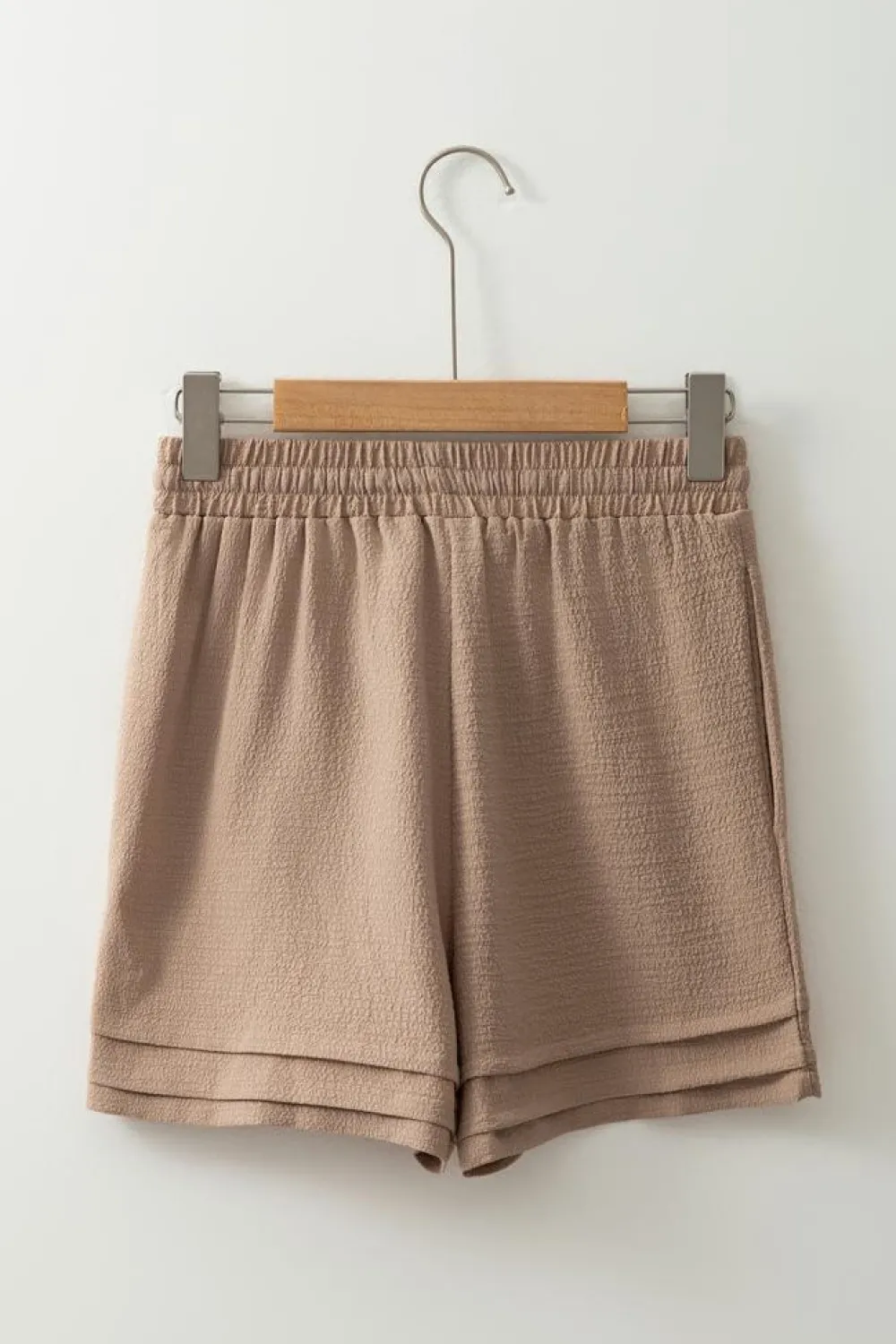 Outlet Dear-Lover Textured Tiered Edge High Waist Casual Shorts Straw Yellow