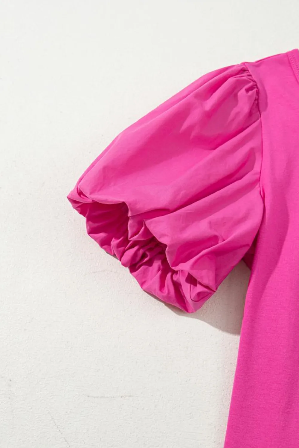 Discount Dear-Lover Casual Round Neck Bubble Sleeve T-shirt Strawberry Pink