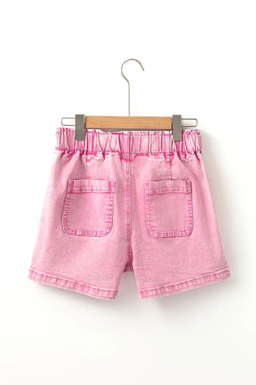 Best Dear-Lover Elastic High Waisted Denim Shorts Strawberry Pink